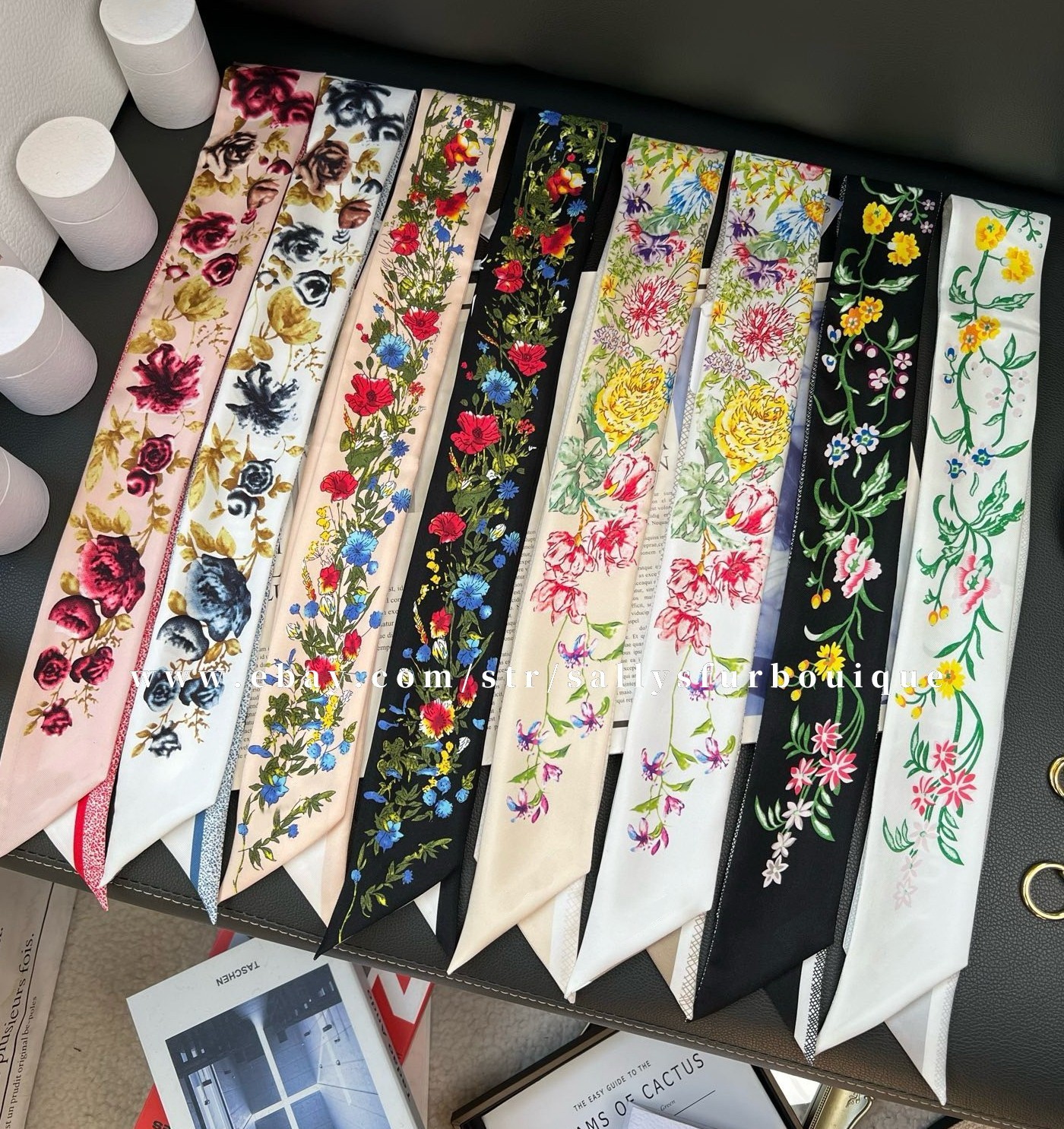Sallys Quality 18 Momme Twill Silk Scarf Ribbon Necktie Bag Headband 100*6cm