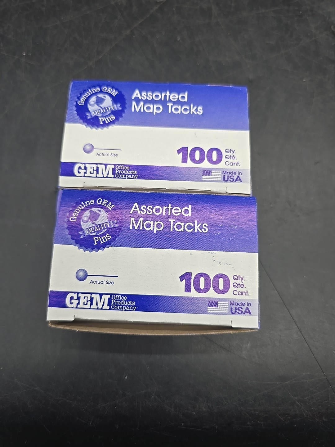 Gem Map Tacks, Plastic, Assorted, 3/8", 200/Box (GEMMTA)