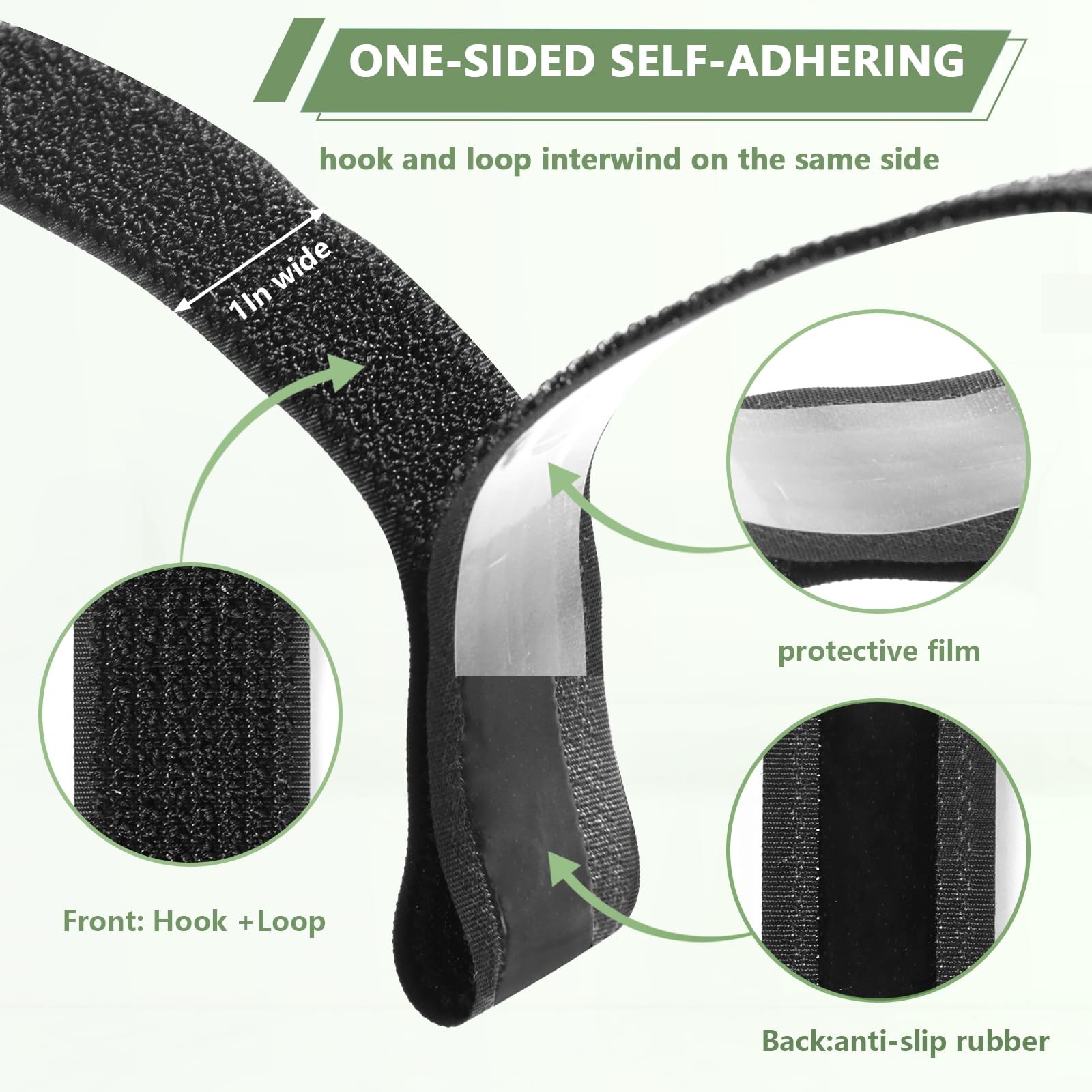Heavy Duty Hook and Loop Straps with Non-Slip Rubber Backing | 1in x32ft with...