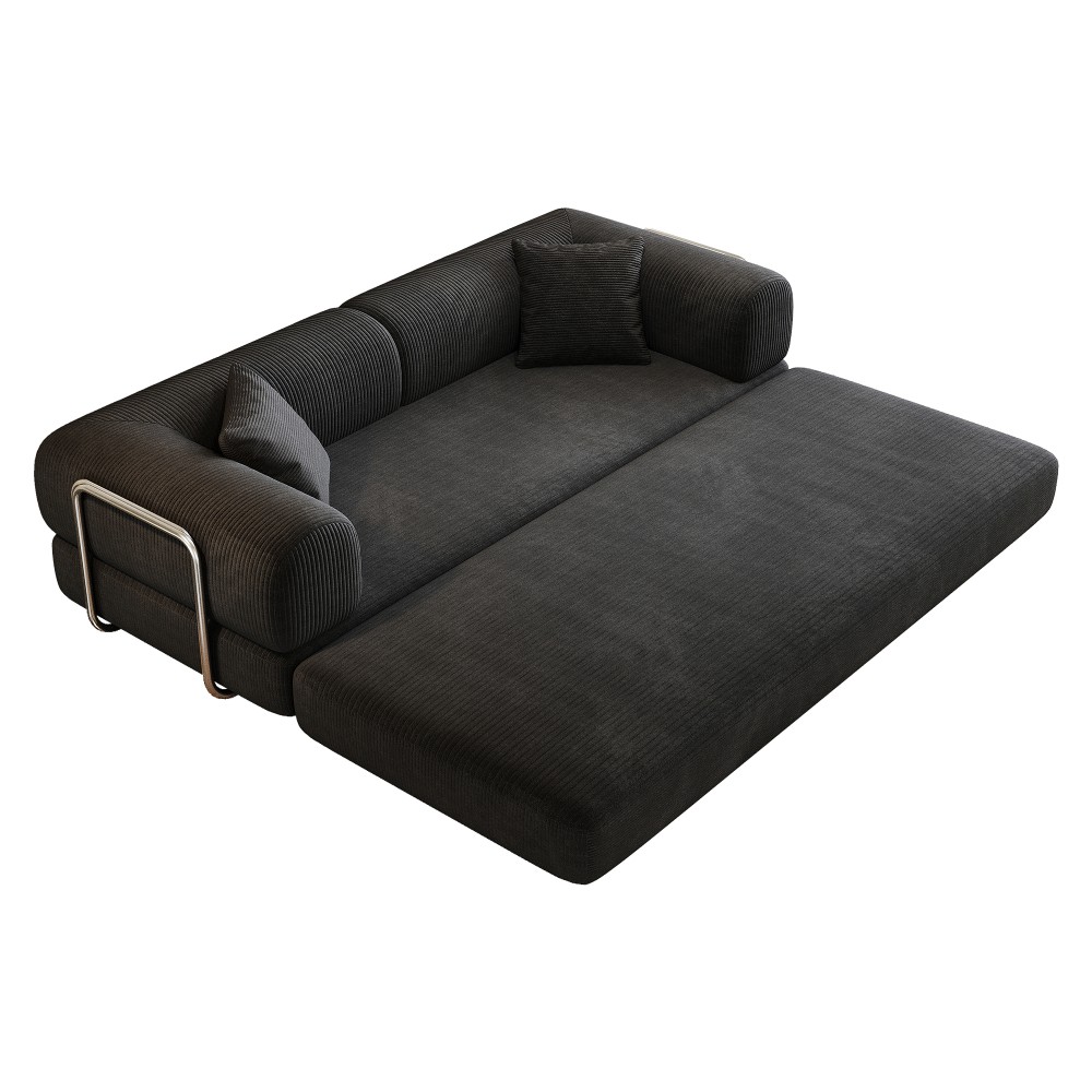 Compression Sofa, Convertible Floor Sofa Bed, Futon Couch Sleeper Bed, Black