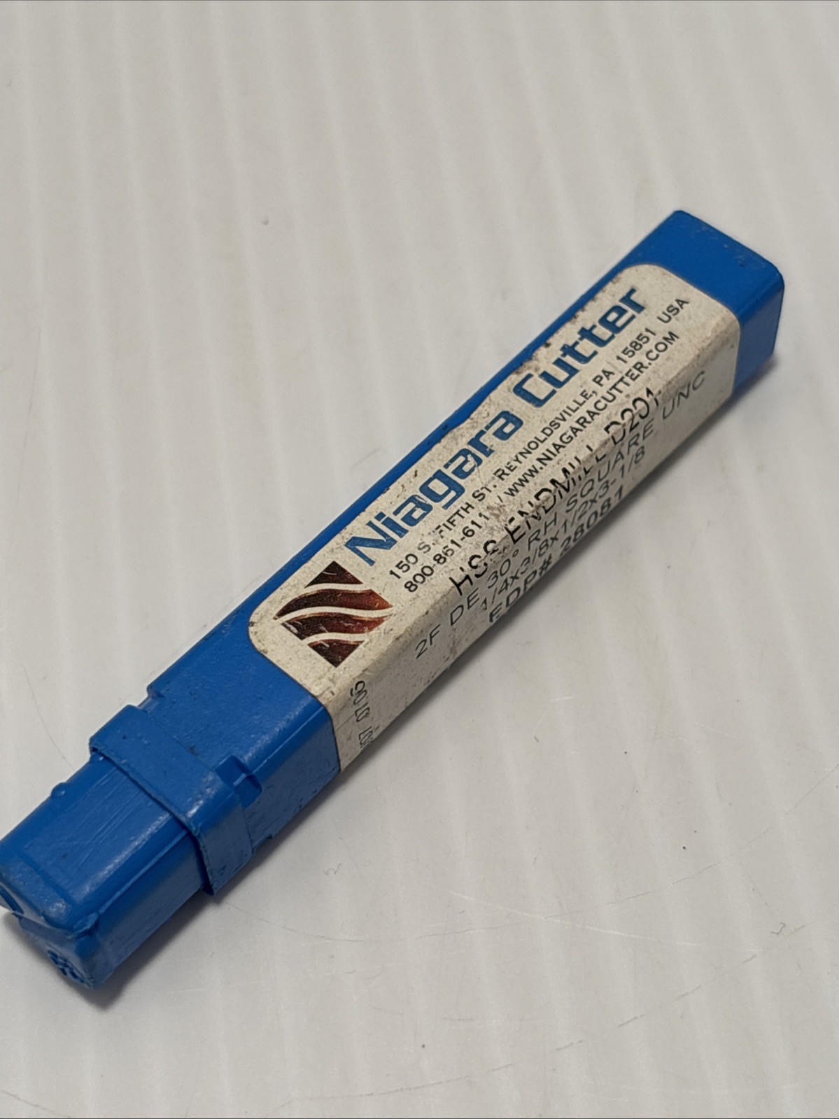 Niagara Cutter HSS Endmill 2F DE RH Square UNC D201 1/4x3/8x1/2x3-1/8 EDP#28081