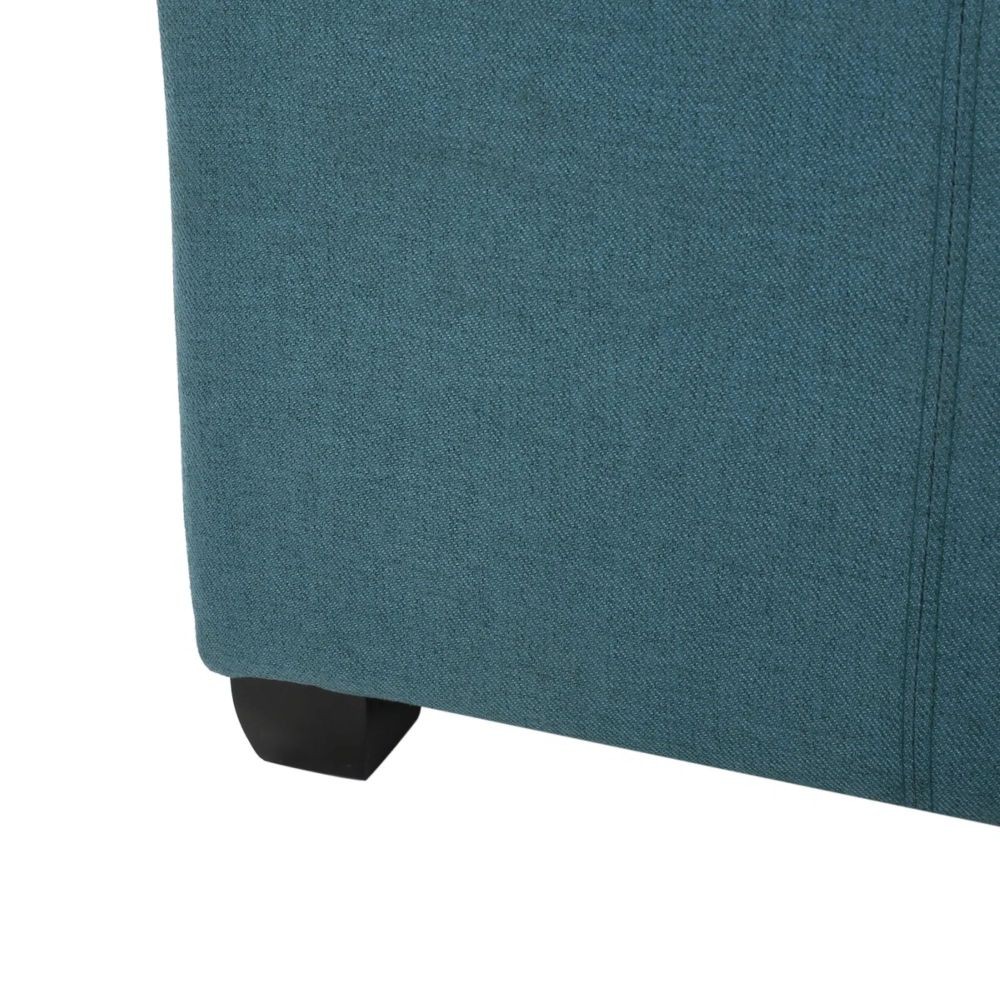 35 in Dark Teal Tufted Square Storage Ottoman Fabric Upholstered