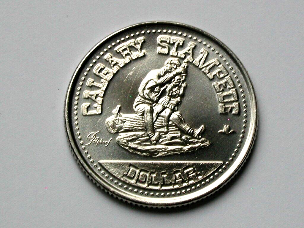 Calgary AB CANADA 1980 Stampede Trade DOLLAR Token with Cowboy Grandad & Child