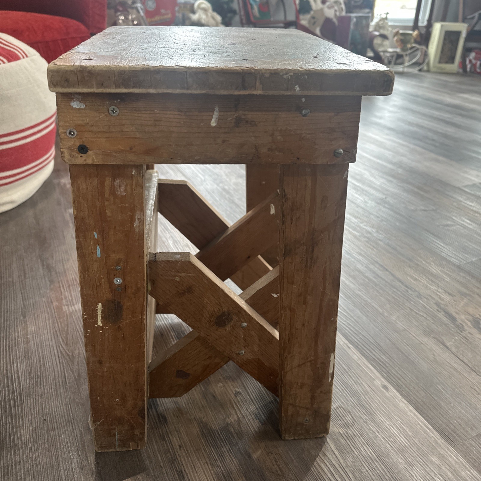 Vintage Wooden Two Step Folding Step Stool UNIQUE PIECE! 💕