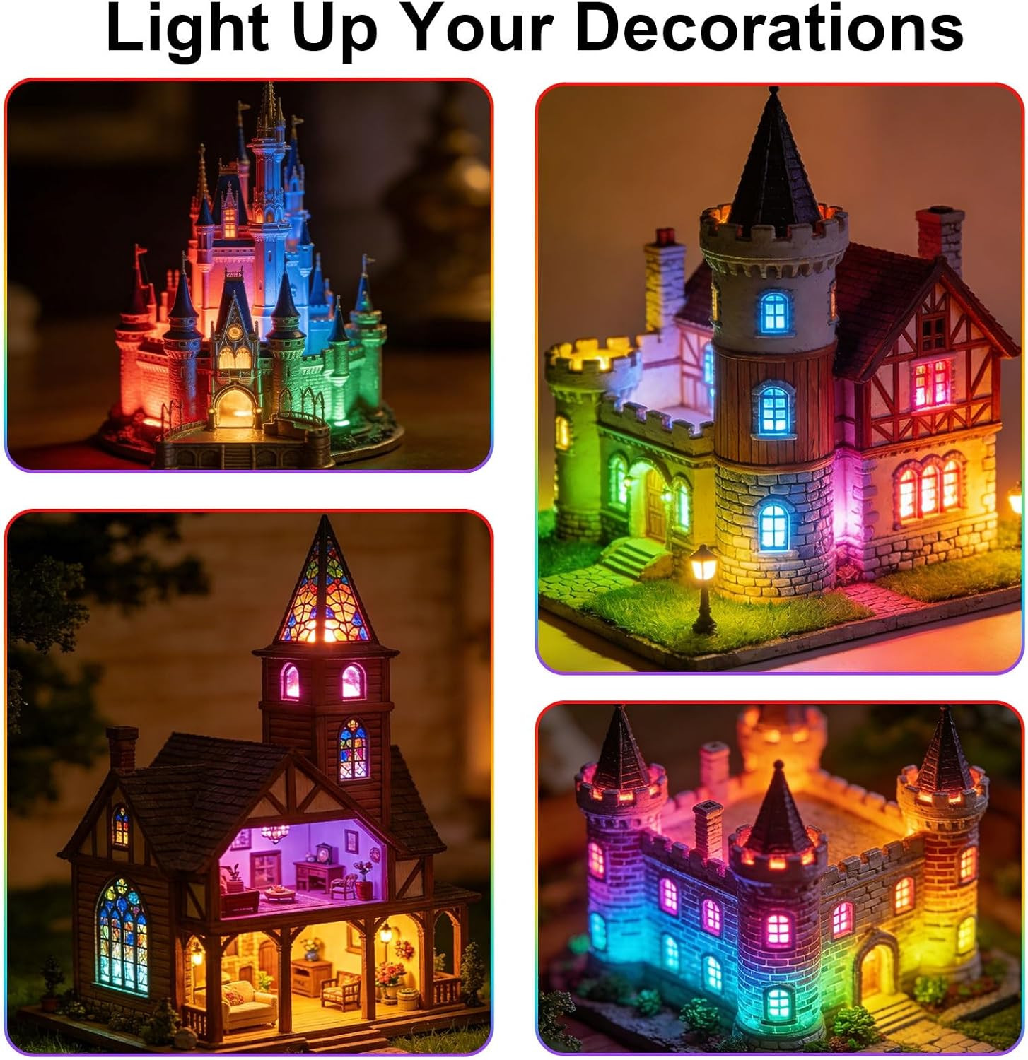 12 Pack Mini LED Lights, RGB Light Small LED Lights Battery Powered for Crafts,