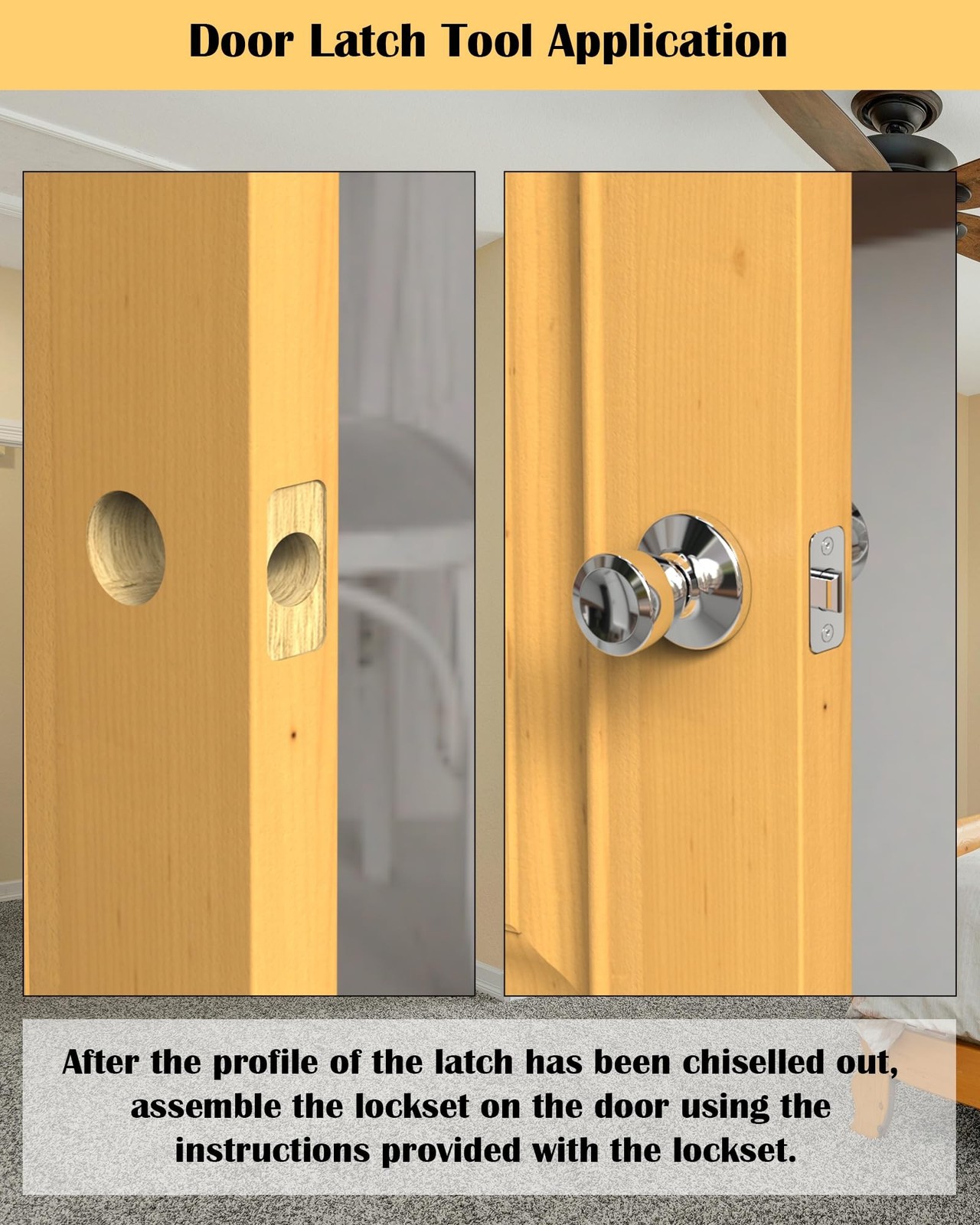 Door Latch Mortise Tool, Door Latch Installation Kit Help Remove Material to ...