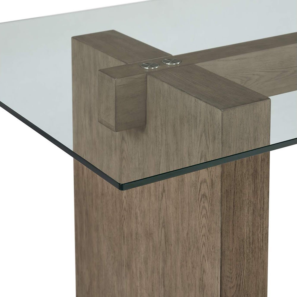 Elements Conner Rectangular Dining Table Glass Top Tempered D-10560-5-DTT Oak