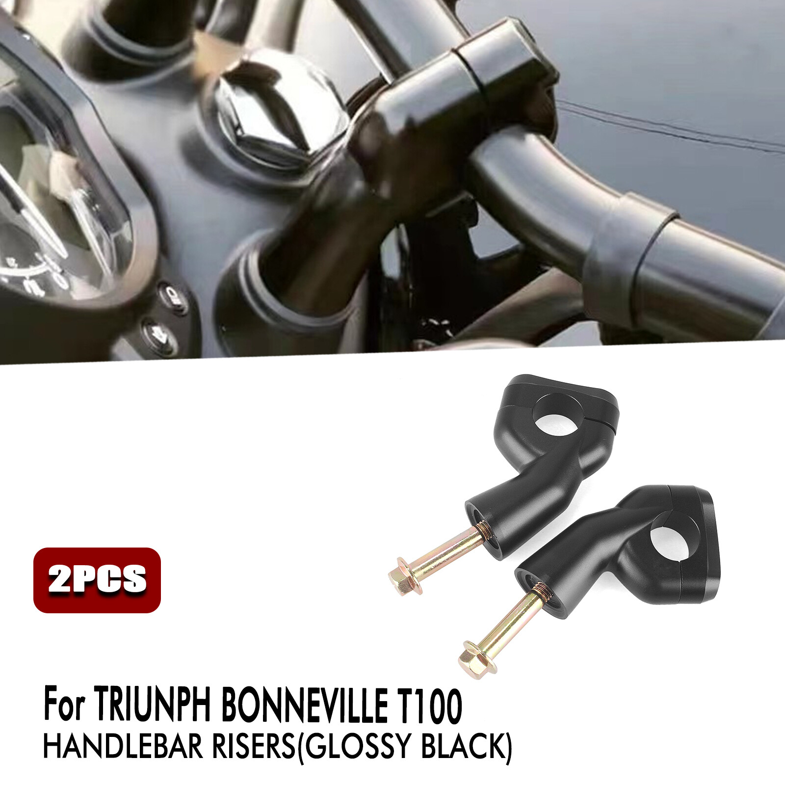 Black Handlebar Riser Clamp Spacer Lift For Triumph Bonneville T100 T120 Bobber
