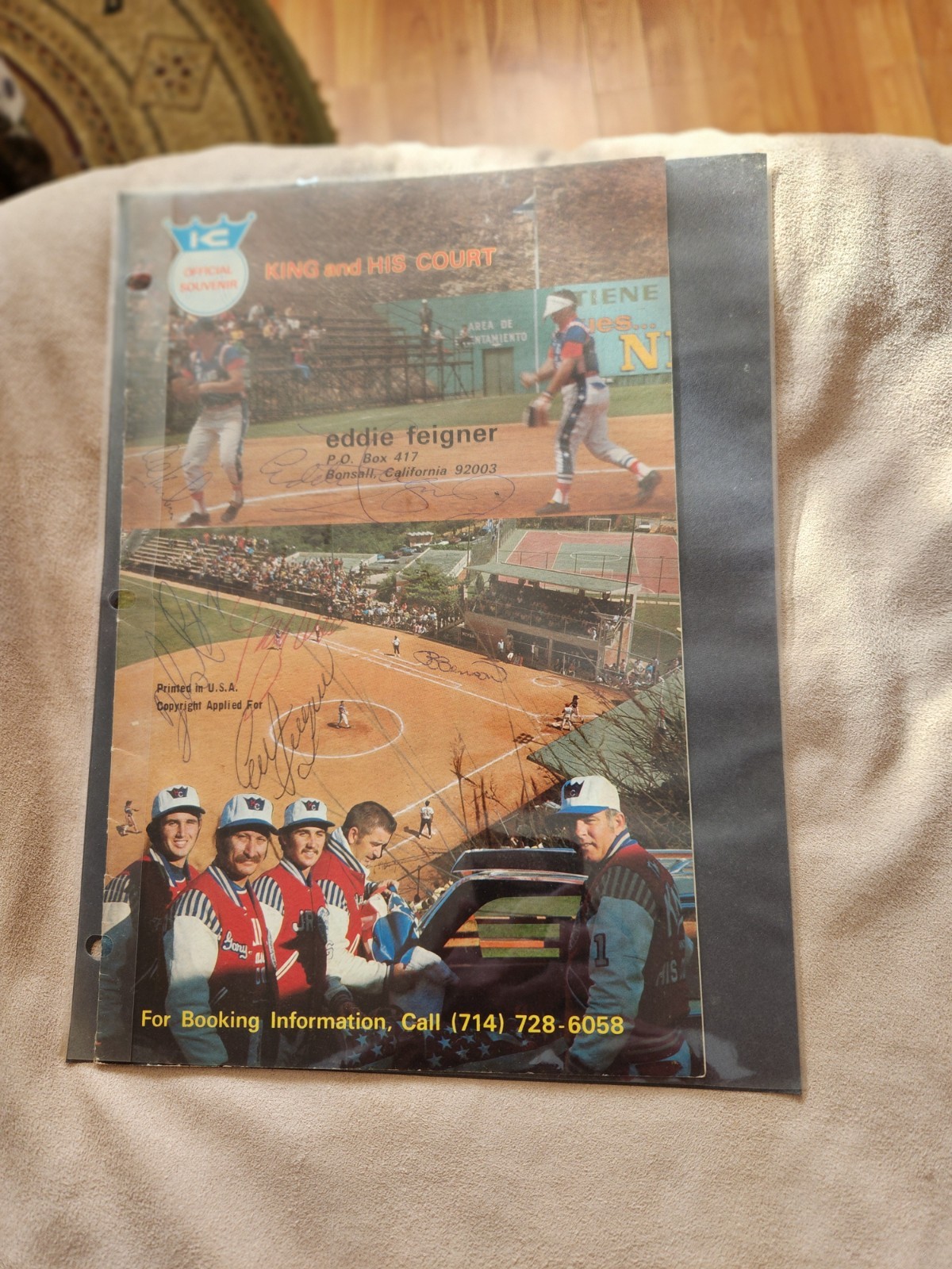 Autographed 1974 King and His Court Softball PRogram
