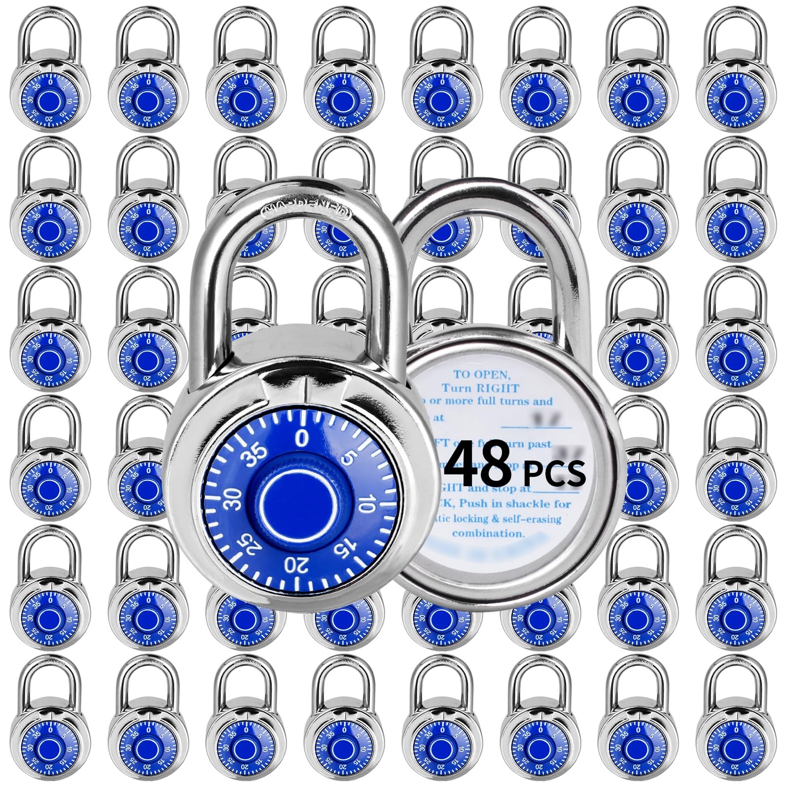 Combination Lock, LQYN Dial Padlock, 48 Pack Blue, 48 Blue