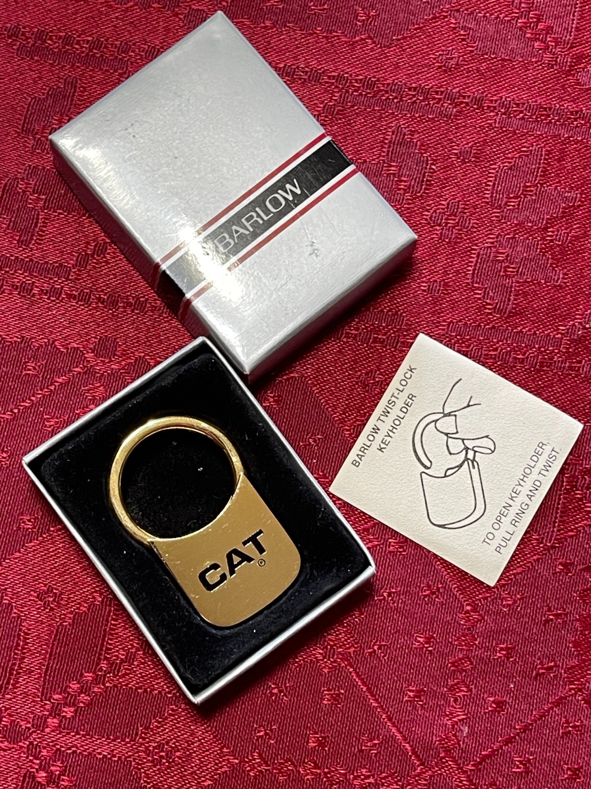 Vintage CAT Barlow Key Ring NOS Caterpillar Heavy Equipment Goldtone Executive