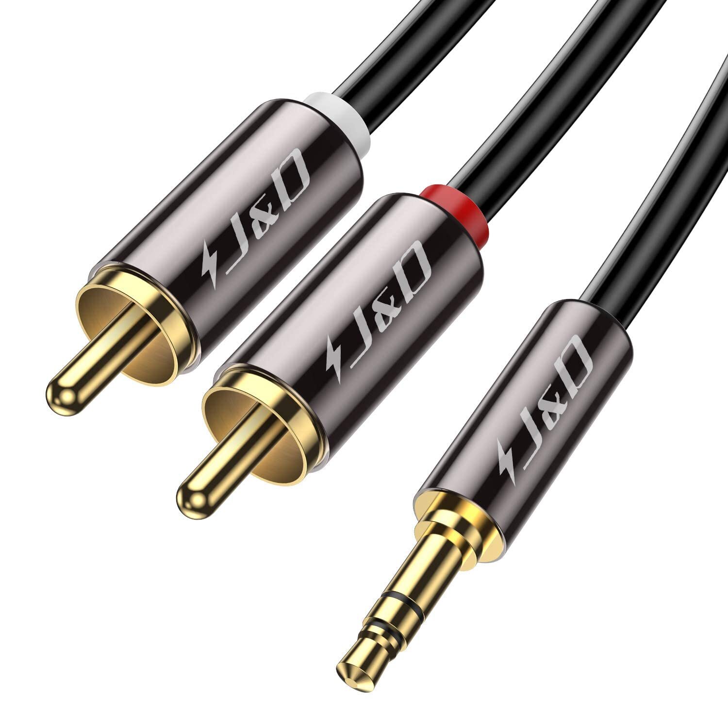 J&D RCA Audio Cable, to 3.5mm, 3.5mm Male 2 Phono 8 Feet