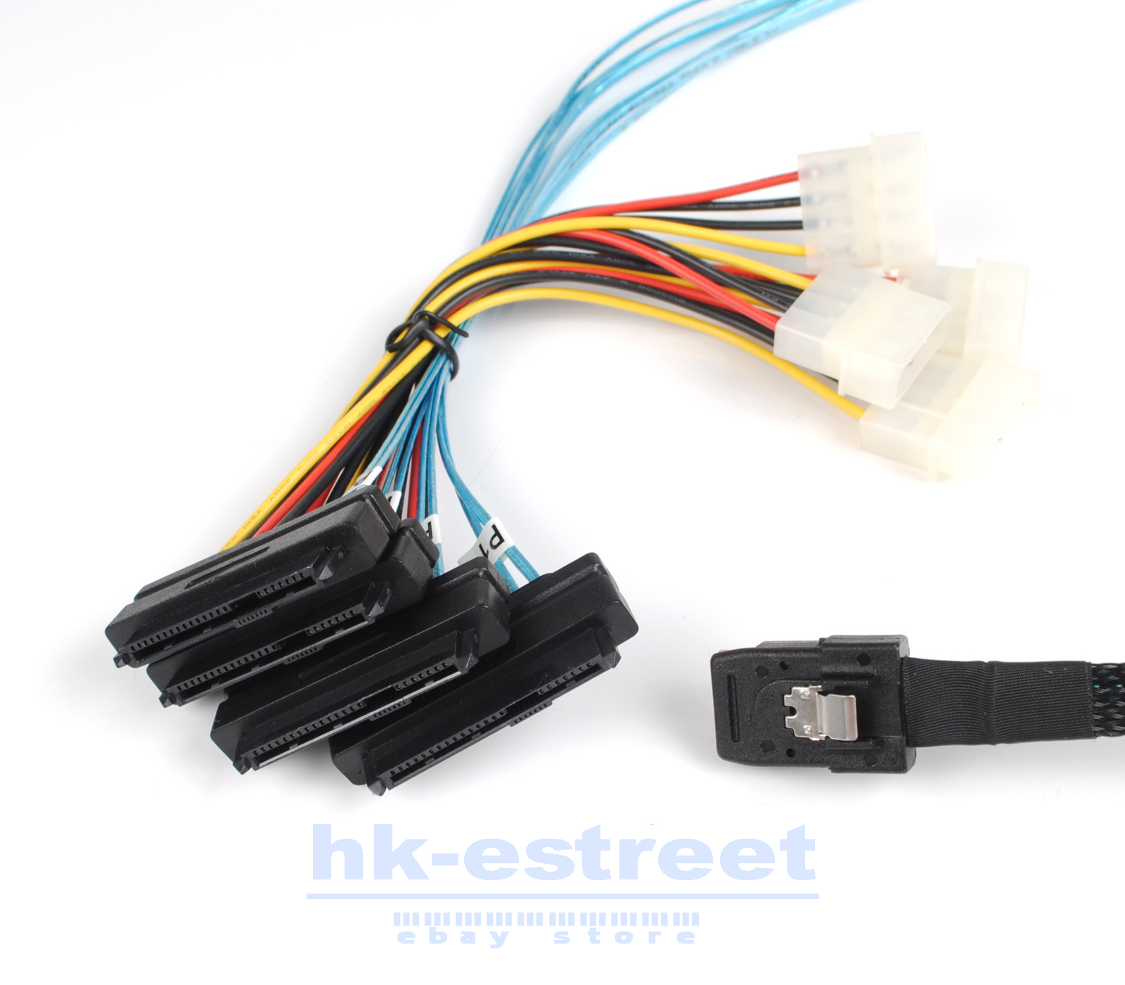 Mini SAS SFF-8087 to 4 x SFF-8482 w/ IDE Internal Breakout Power Cable 1-Meter