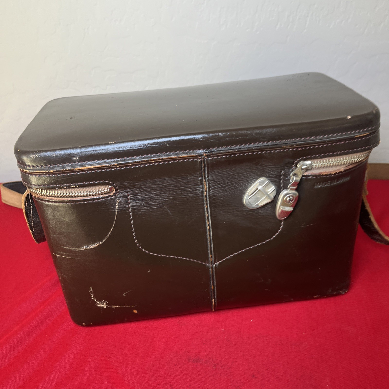 Vintage Nikon hard leather camera bag