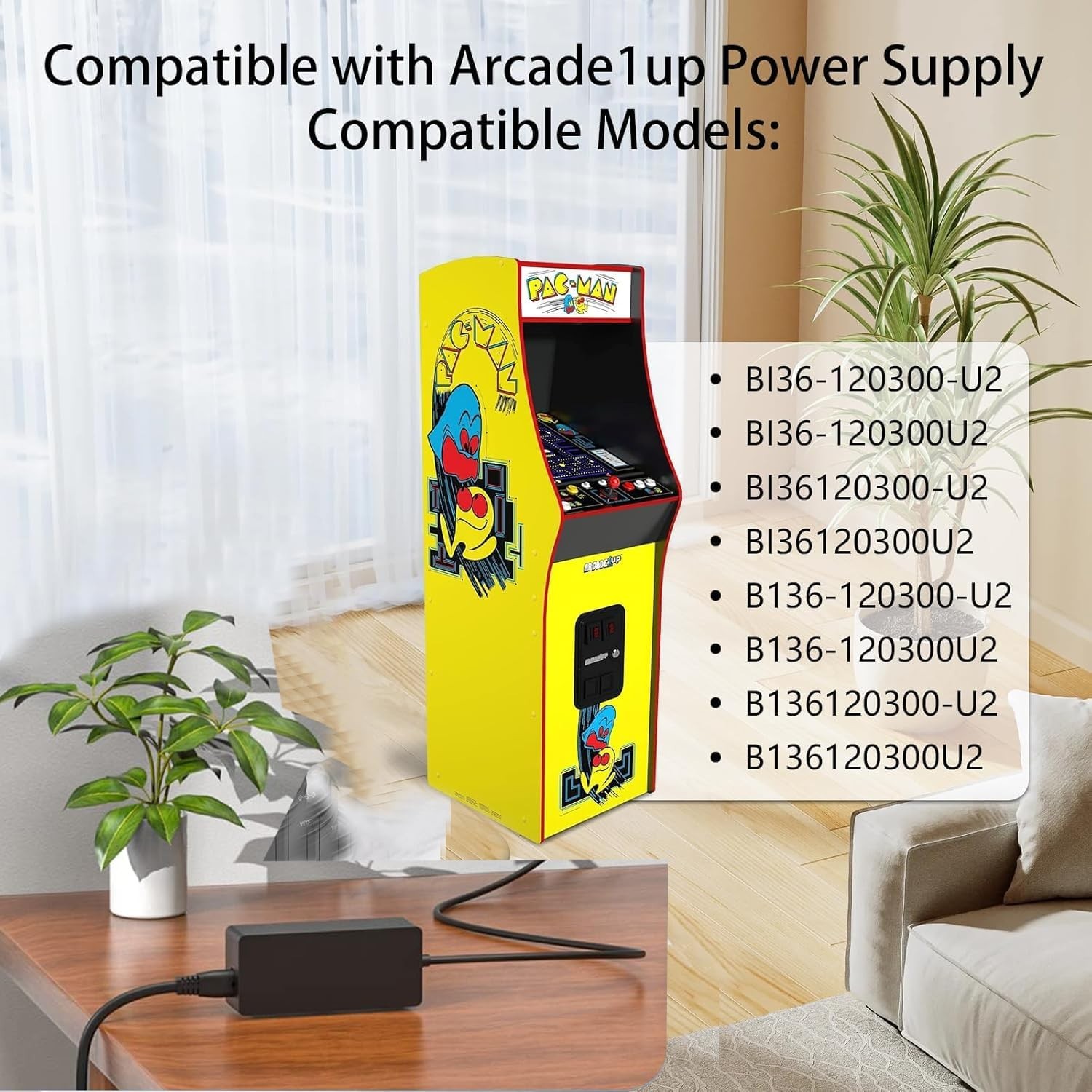 12V Power Cord Compatible with Arcade1up Game Machine Arcade 1up All Riser Co...