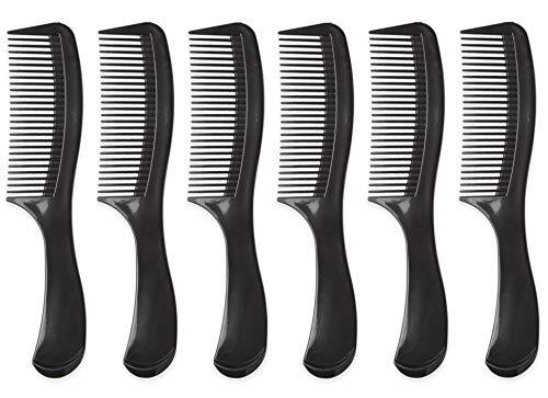 Large Wide Tooth 8 1/2-Inch Long Comb with handle - Detangling Dry/Wet Hair 6 Pk