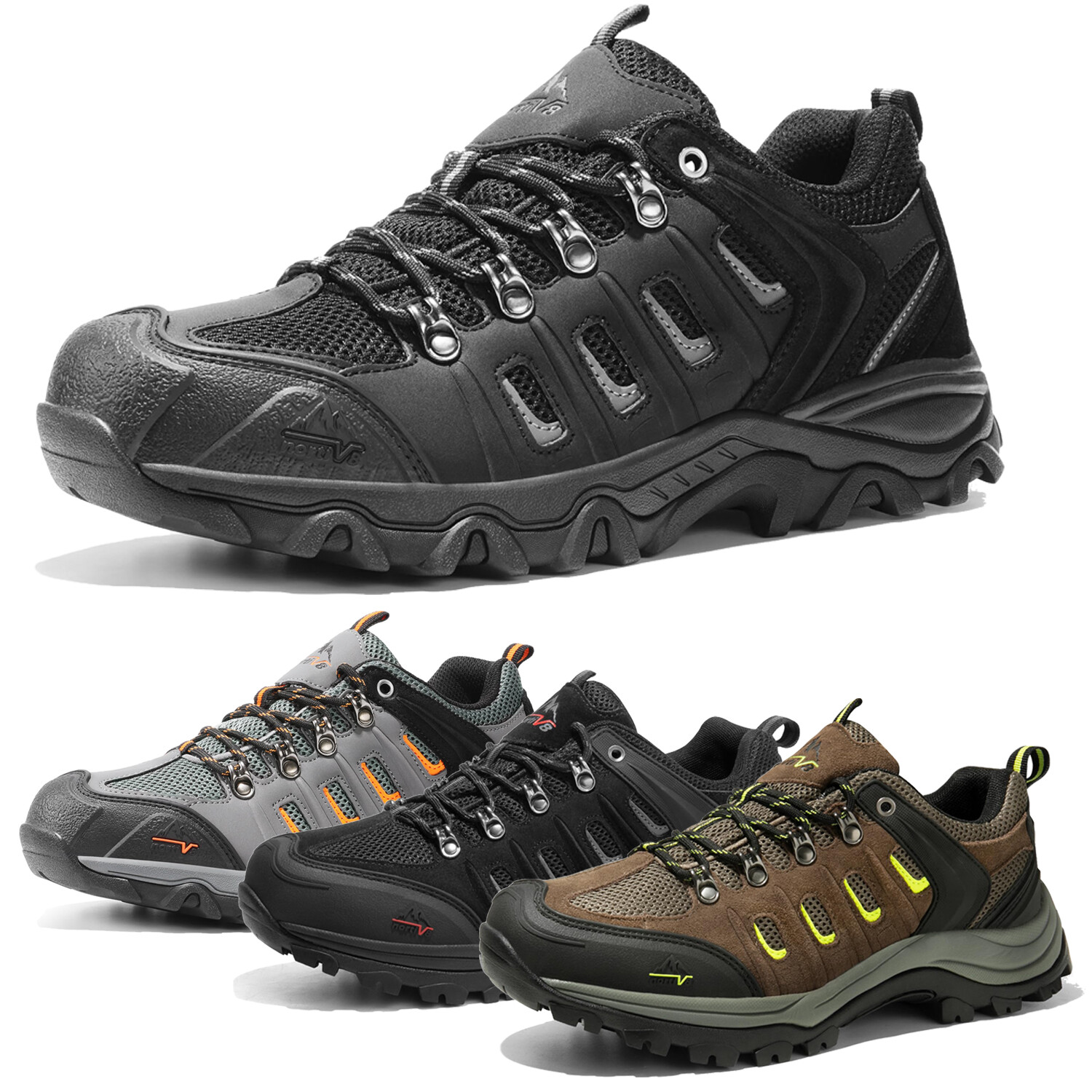 Men's Waterproof Hiking Shoes Leather Low-Top Outdoor Camping Walking Shoes