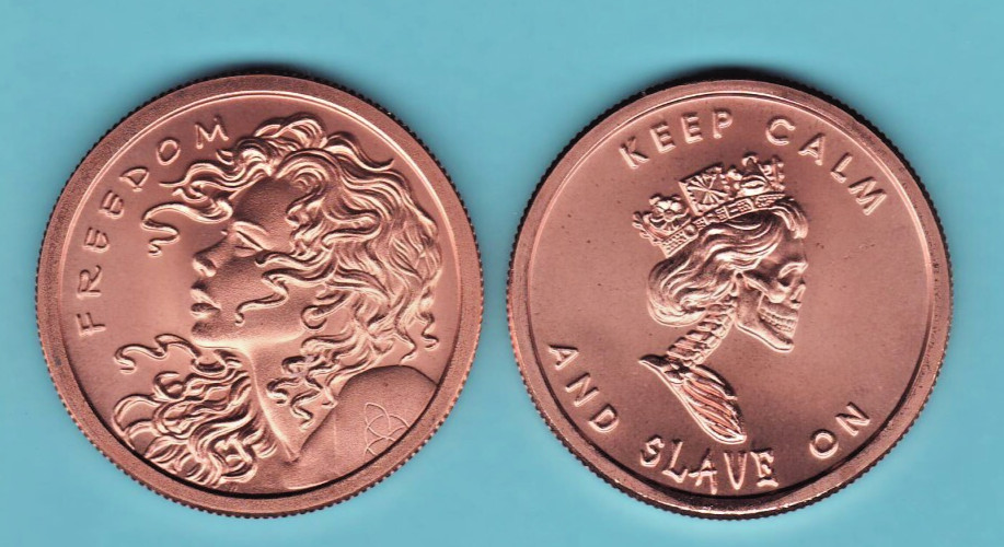 SLAVE QUEEN / FREEDOM GIRL  (one coin)  1 oz. Copper Round Coin   Silver Shield