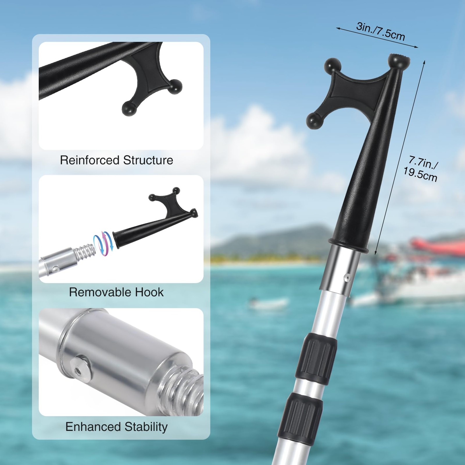 Lineslife Boat Hooks For Docking4-8Ft Telescoping Pole Utility Hook Christmas
