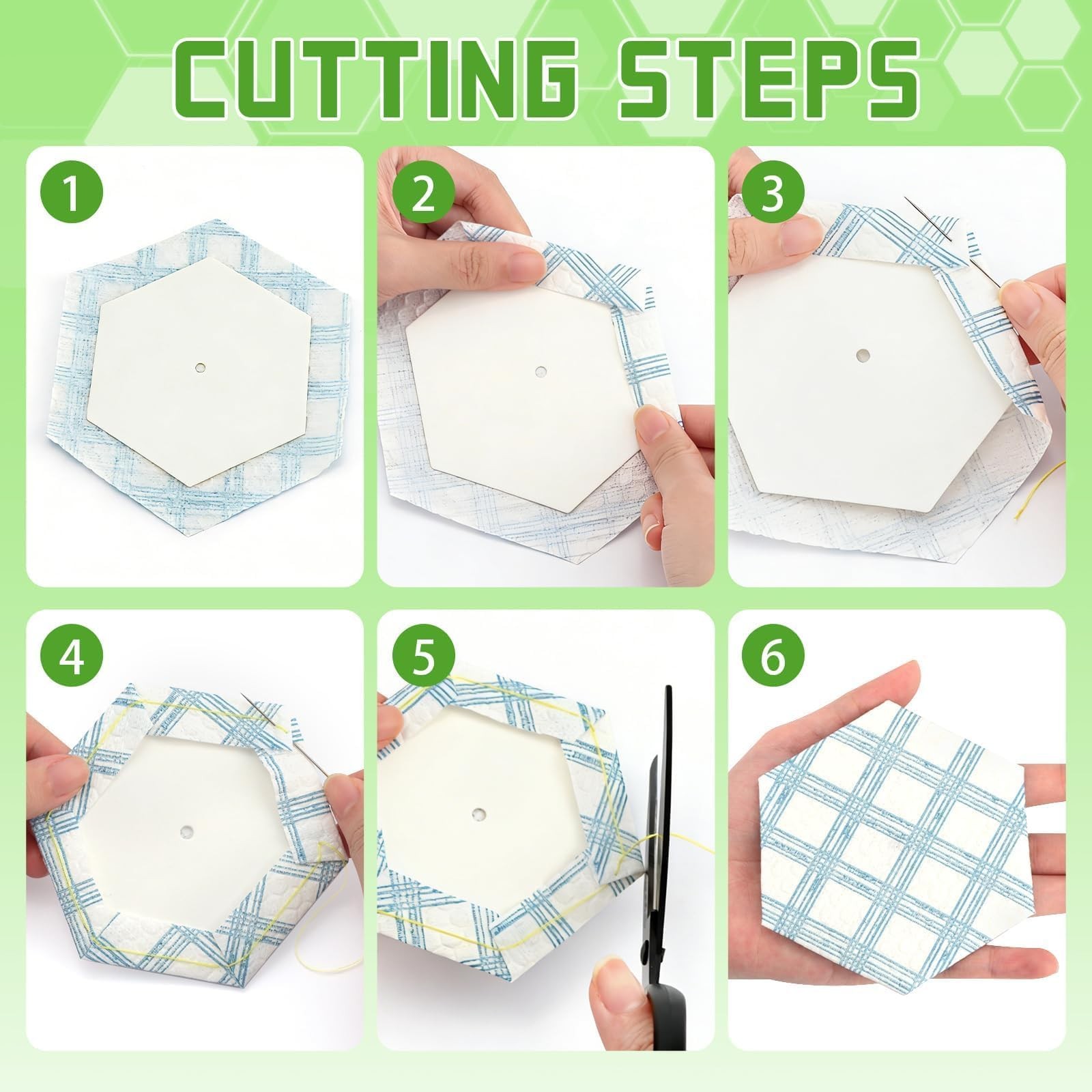 300 PCS 2 Inch White Hexagon Piecing Paper Templates Quilting Patchwork