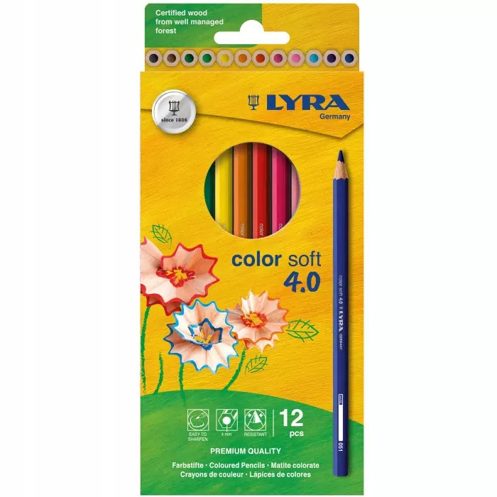 4084900014059 Kredki Lyra color soft 4,0 Hangable 12 kolorów LYRA