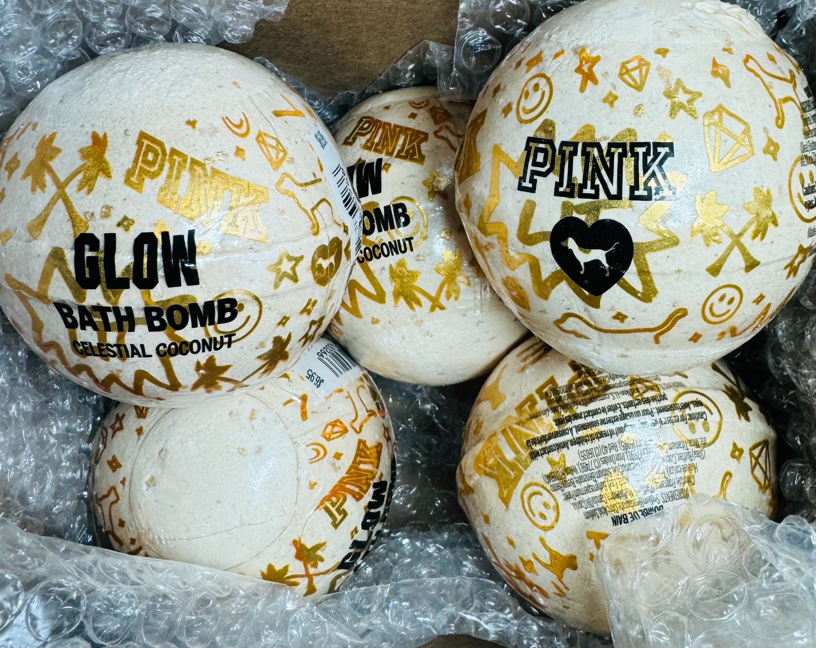 *NEW* GLOW ~ CELESTIAL COCONUT ~ 5PK Bath Bomb ~ VICTORIA'S SECRET / PINK