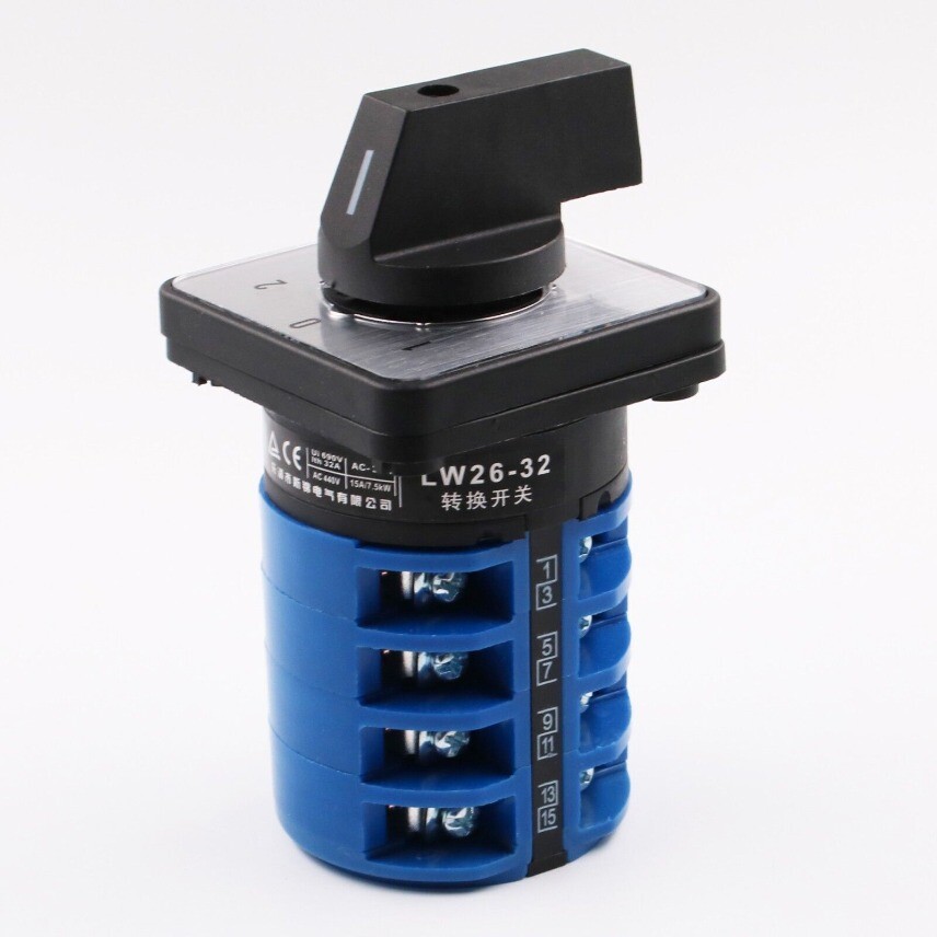 ROTARY CAM SWITCH 3 POSITION CHANGE OVER20 25, 32 63 OR 125AMP 4POLE PANEL MOUNT