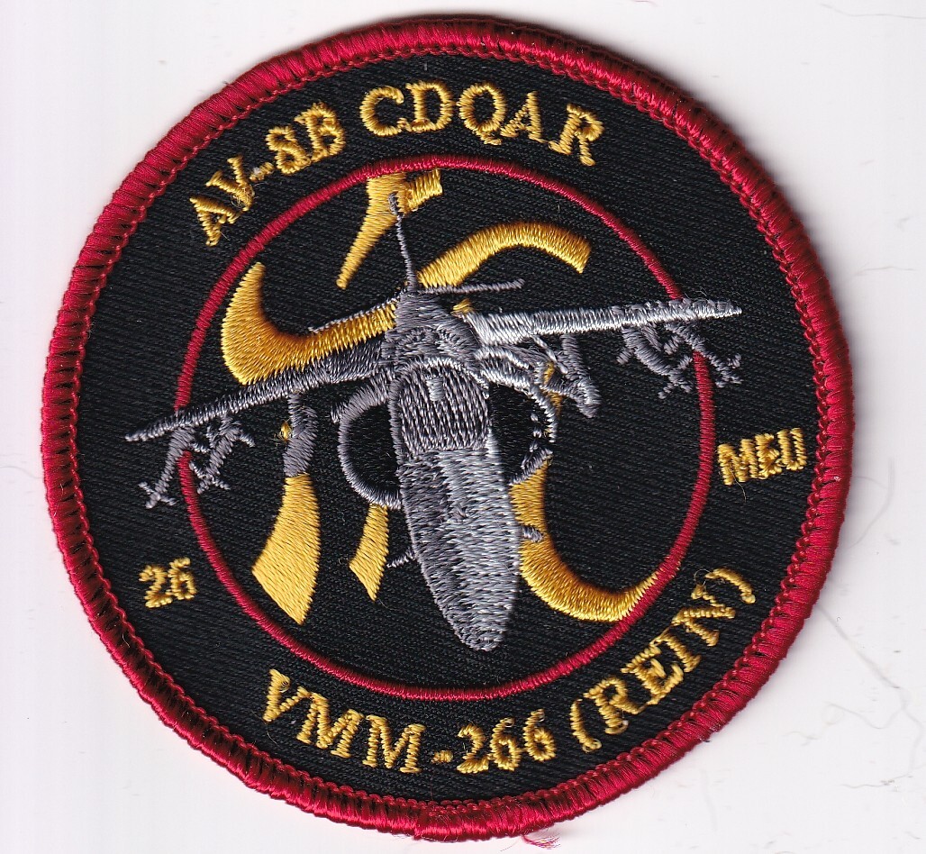 VMM-266 patch US Marine Corps aviation USMC 26 MEU AV-8B Plane Captain color