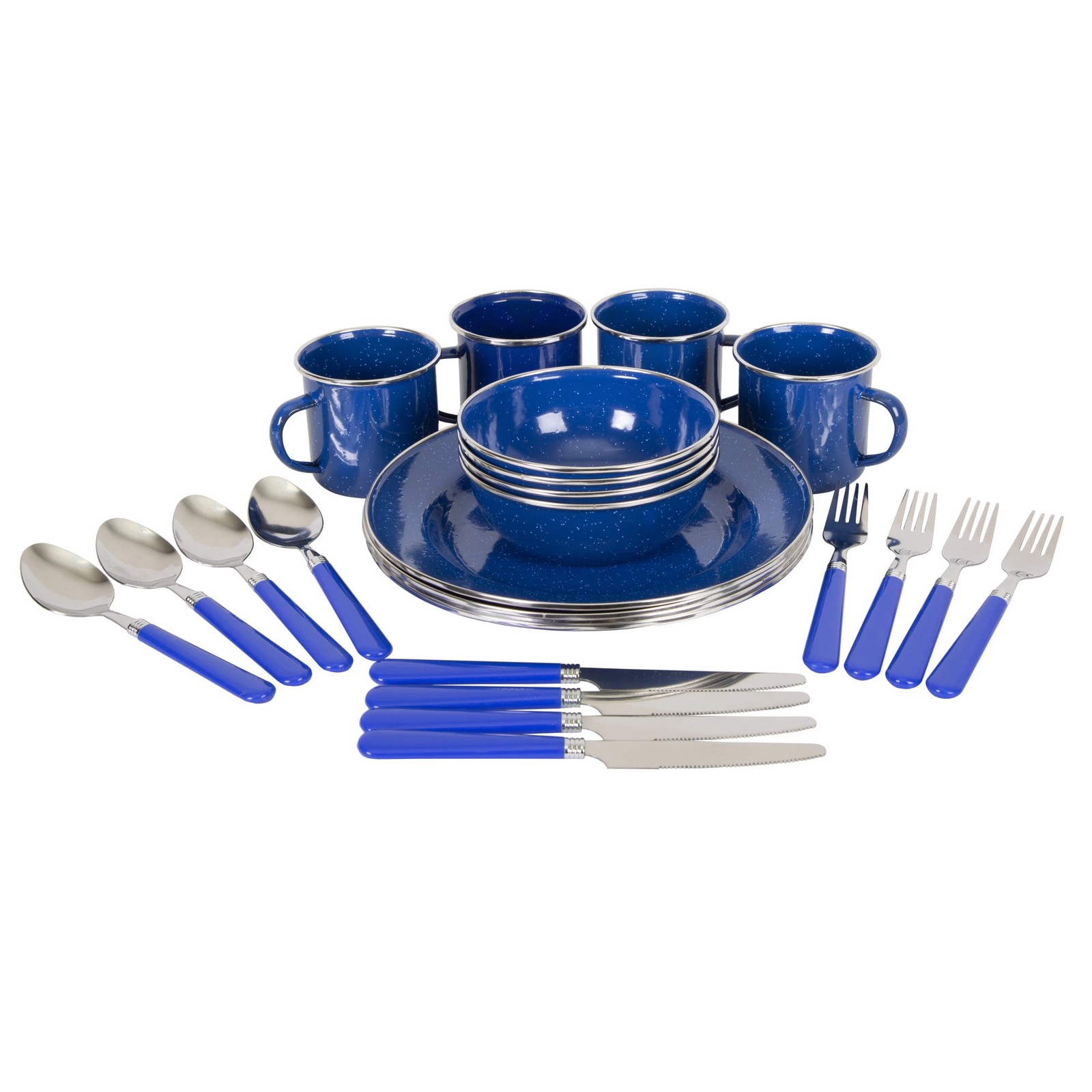 24-Piece Enamel Tableware Set Lightweight Dinnerware Complete Set Blue