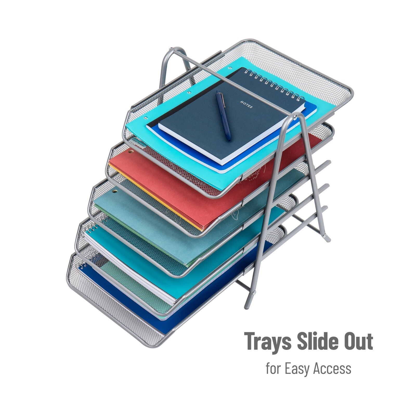 5-Tier Paper Tray Desktop Organizer File Storage Office Metal Mesh Lightweight