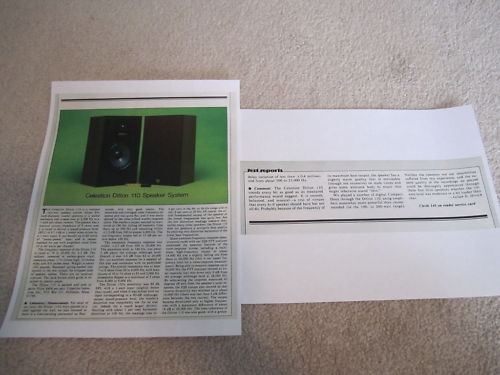 Celestion Ditton 110 Speaker Review, 2 pgs, 1983, Specs