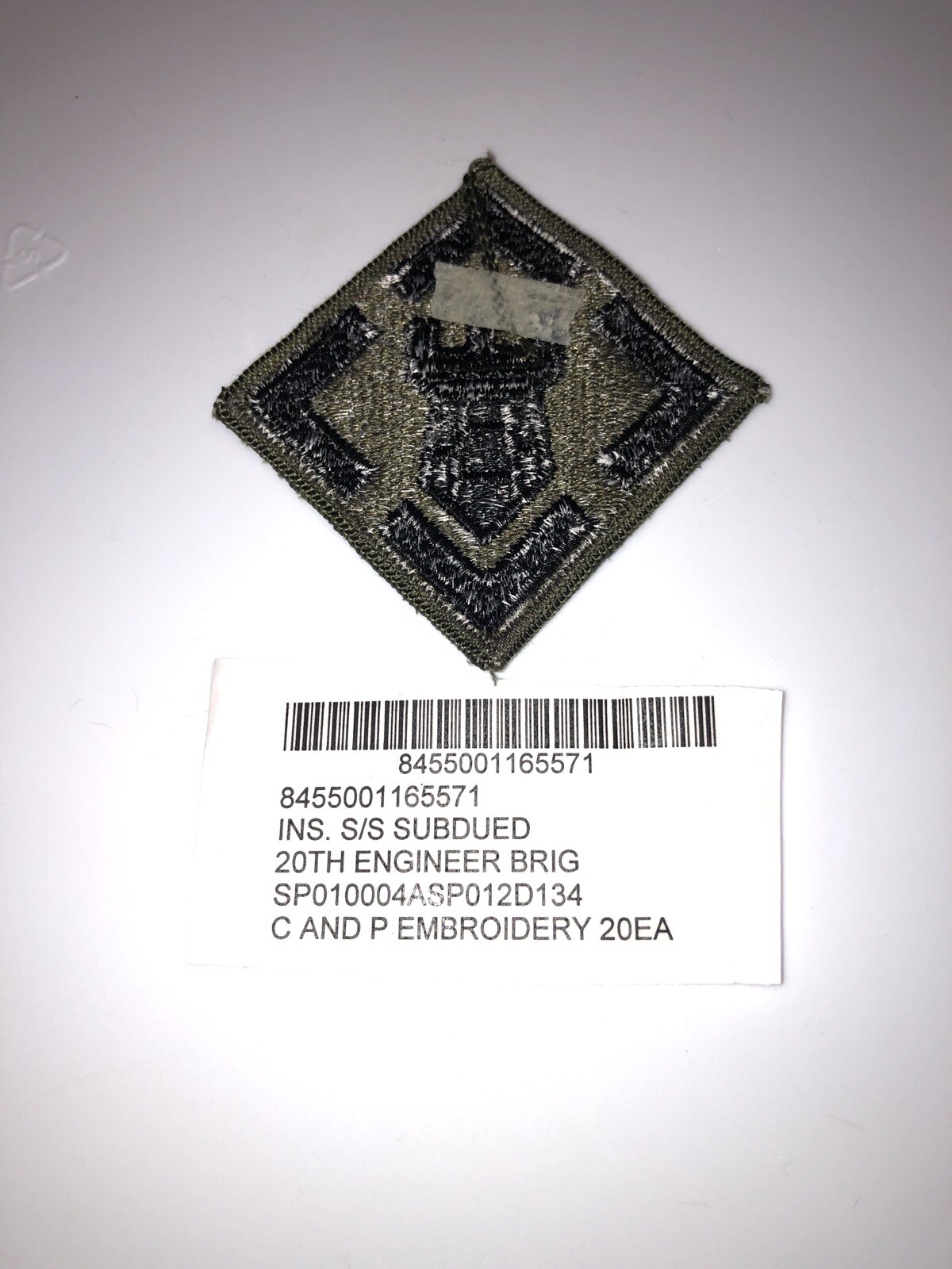 20th Engineer Brigade Subdued U.S. Army Shoulder Patch Insignia