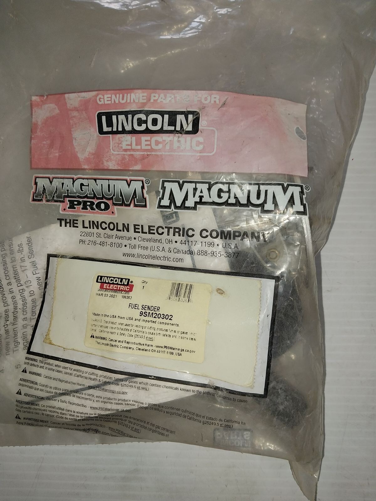 LINCOLN FUEL SENDER 9SM20302