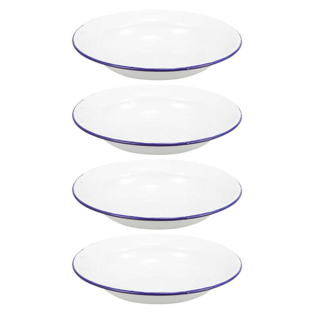 4 Pcs Enamel Food Dish Dinner Plates Kitchen Serving Tray Enamelware Platter