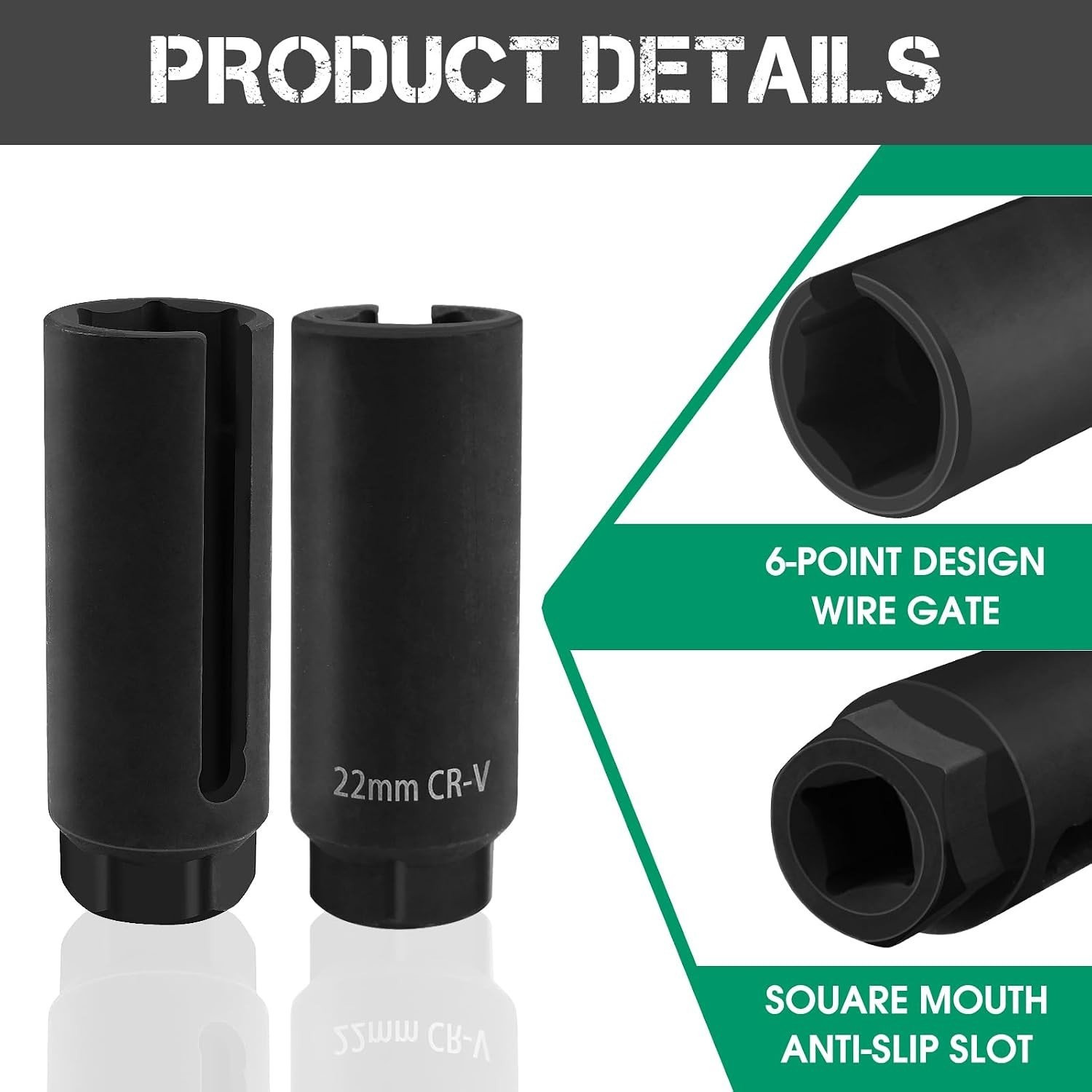 Oxygen Sensor Socket 22mm 7/8 in, 1/2 in Drive O2 Sensor Removal Tool, Heavy-...