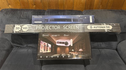 HOME THEATER BUNDLE: Quattro PHZ-62 Projector + HD-95 Screen + QT481 Audio Sound