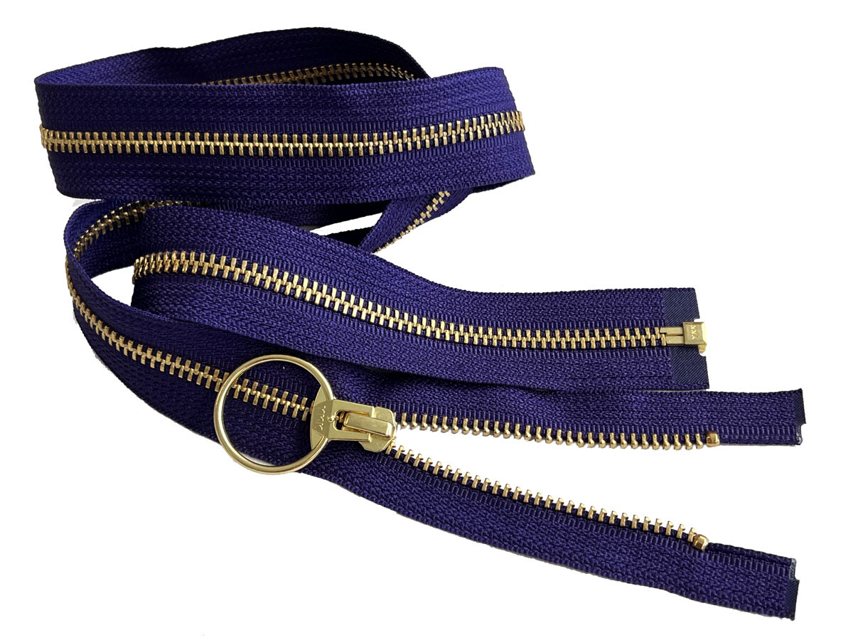 YKK #5 22" Brass Metal Jacket Zipper with U-TPYE Ring Pull Separating Made USA