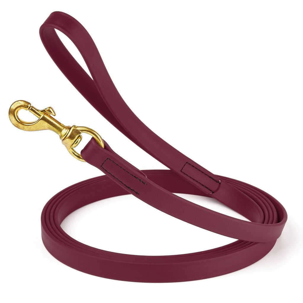 Dog Pet Leash Merlot Burgundy w/ Brass Hardware W 3/4" - L10'