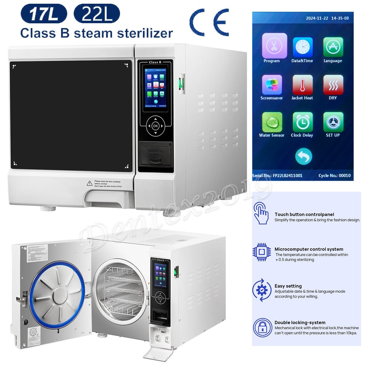 Dental 17L/22L Class B steam sterilizer pressure steam sterilization autoclave