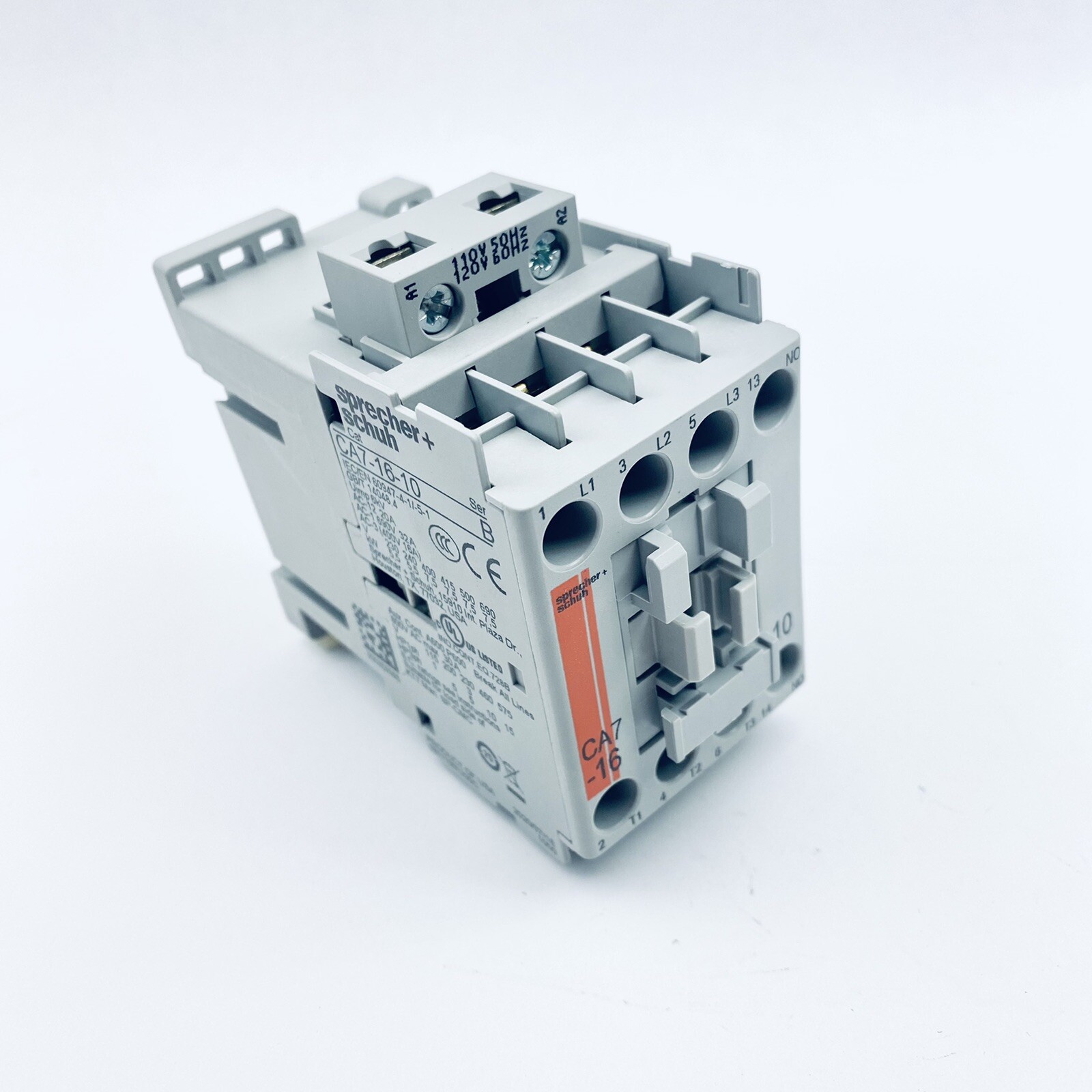 SPRECHER SCHUH CAT 7-16-10-120 CONTACTOR 16AMP, 3 POLE, 110/120VAC, 50/60HZ, 1NO