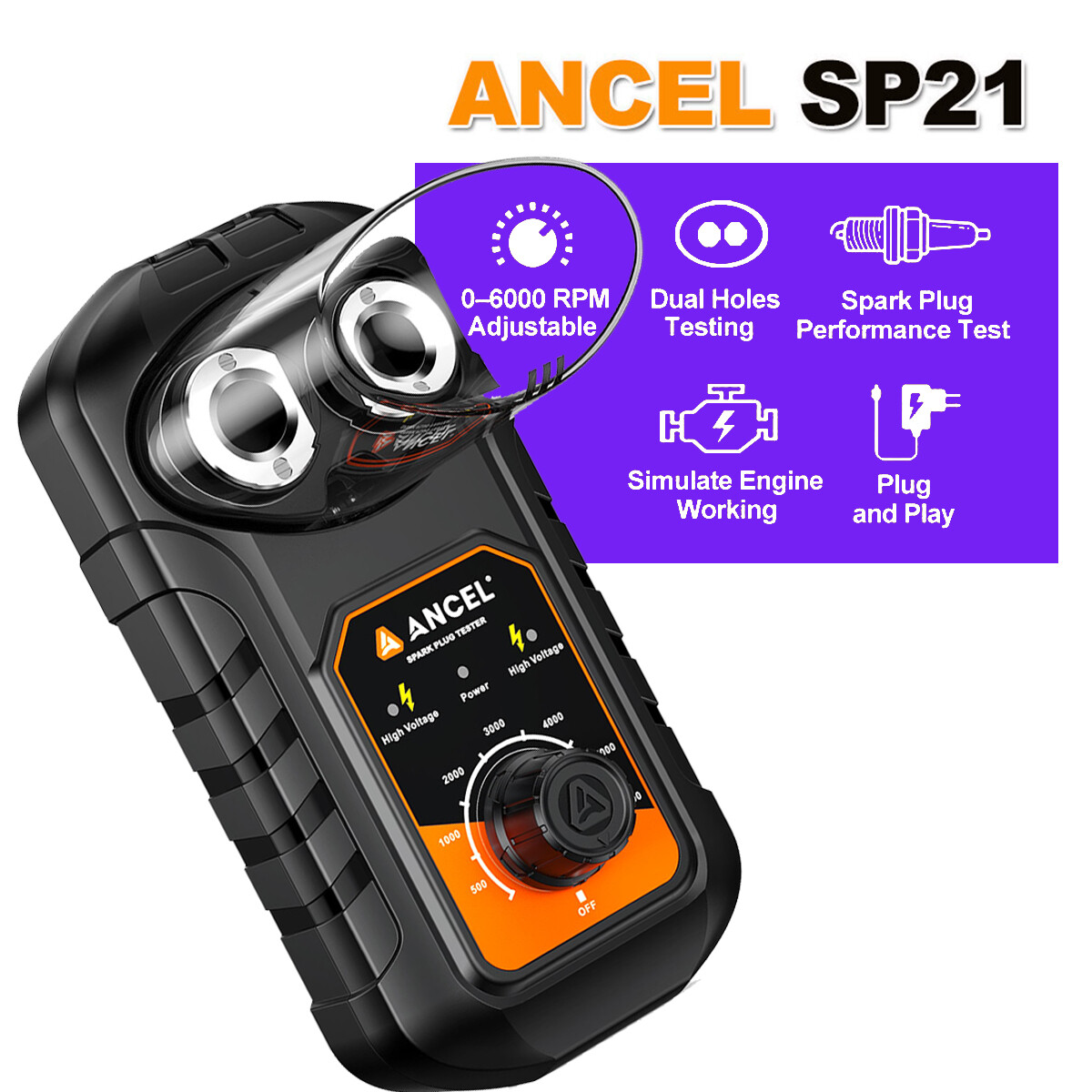 ANCEL SP21 Spark Plug Tester 12V Ignition System Tester Diagnostic Test Tool