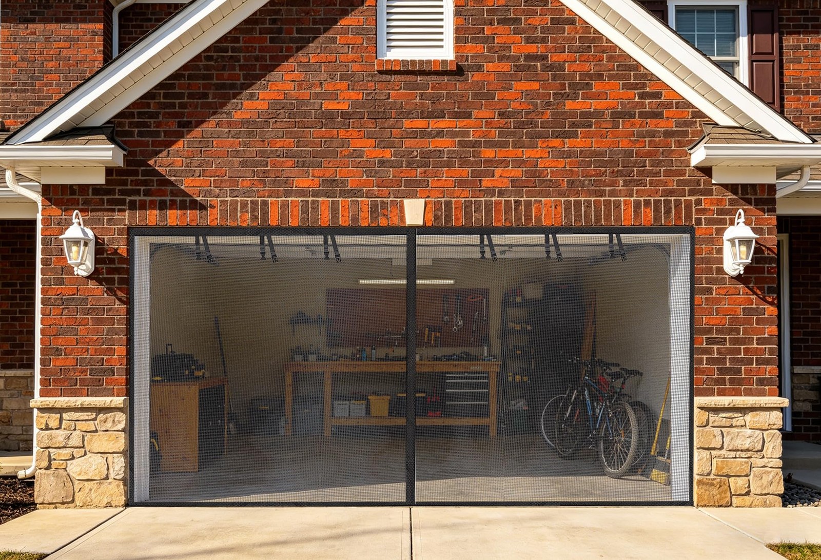 Garage Screen Doors, 9×7FT for 1 Car Garage, Heavy Duty Fiberglass