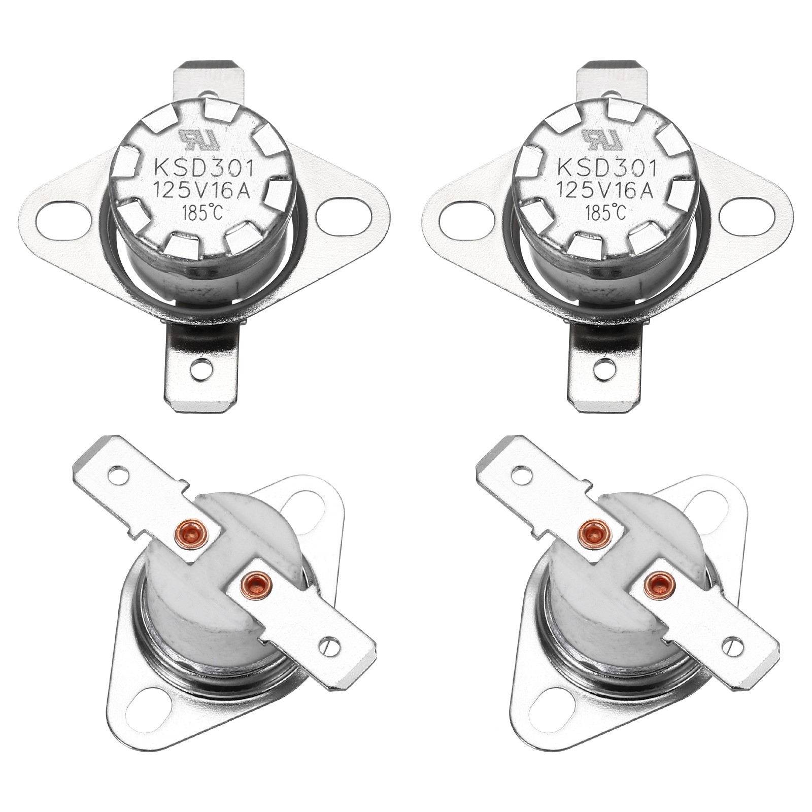 4 Pcs KSD301 Thermostat 185°C/365°F N.C Snap Disc Temperature Switch Ceramic