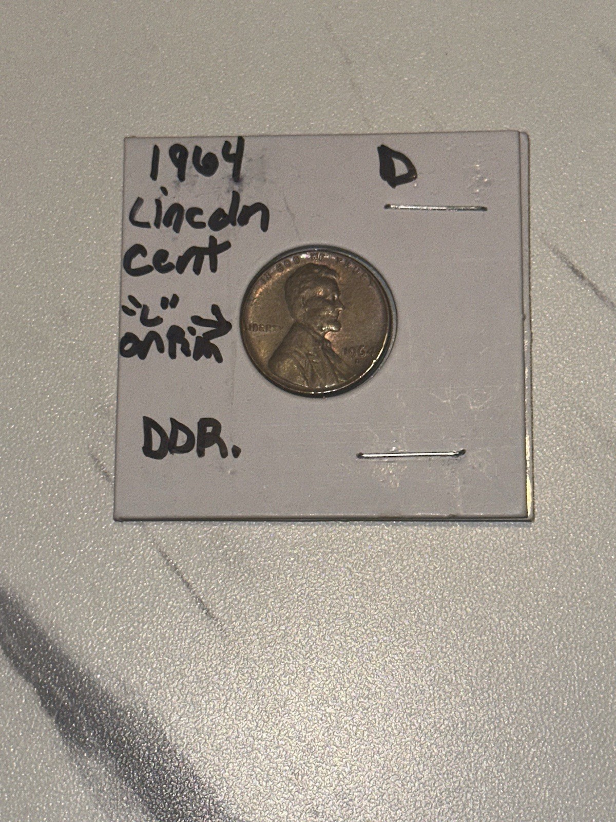 1964 D Lincoln Cent DDR L on rim