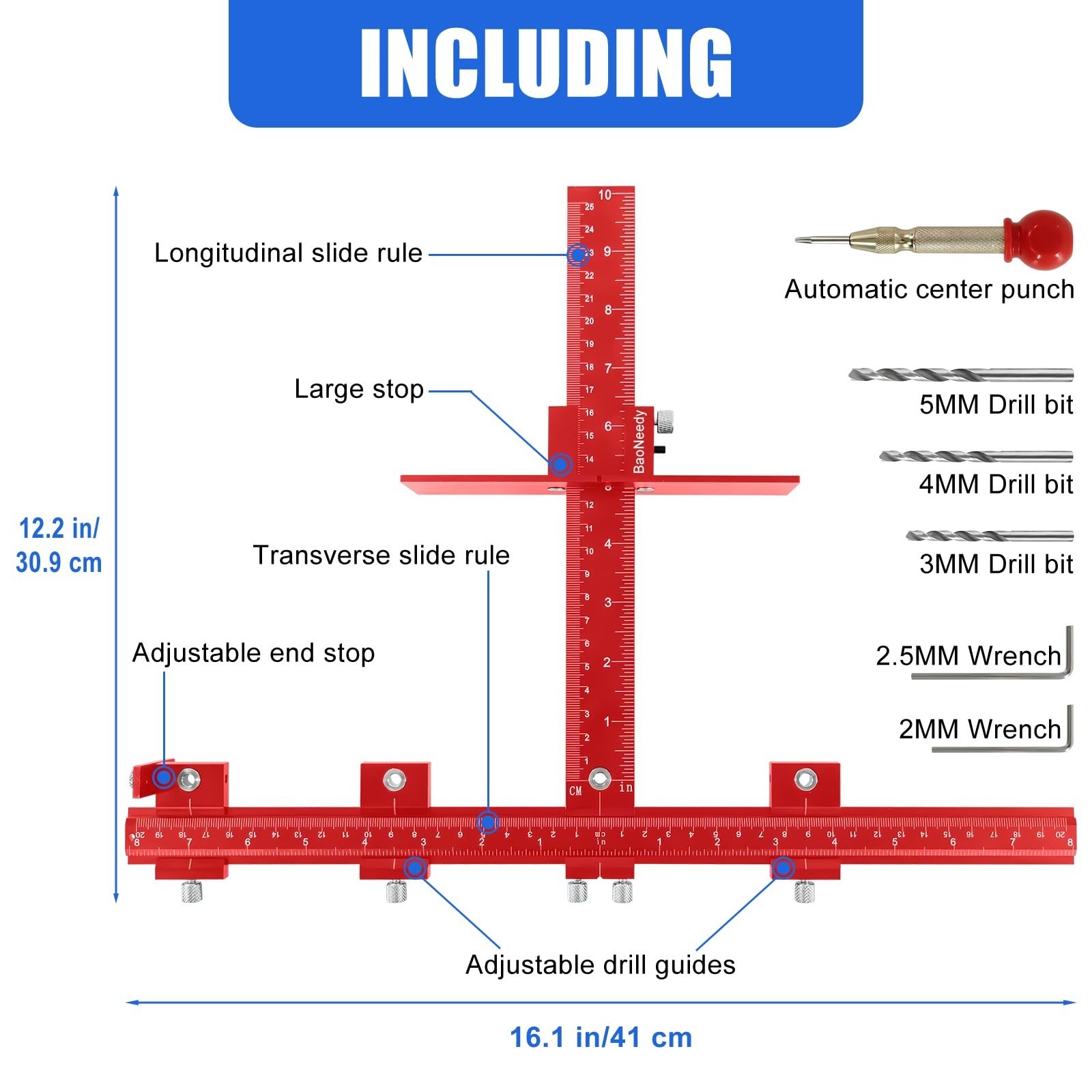 Adjustable Cabinet Hardware Jig for Handles & Pulls, Aluminum Tool for Doors & D