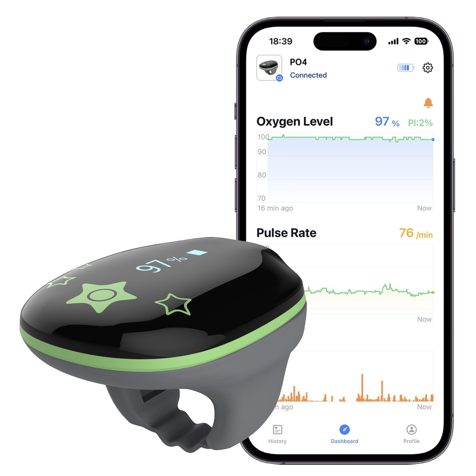 Wearpulse Kids Childrens Baby Pulse Oximeter Ring Continuous SpO2 Monitor