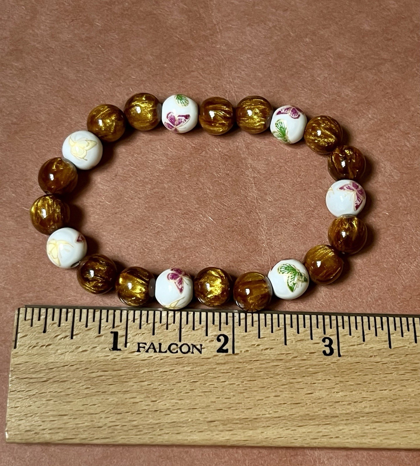 Hand Made-Brown And Beige, Bead Bracelet.