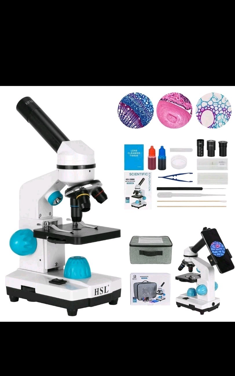 HSL 40X-2000X Microscope for Kids, Monocular Microscope Students Set +Handbag...