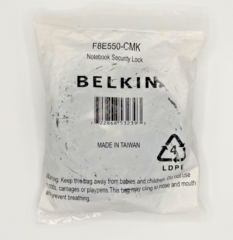 Belkin F8E550-CMK Notebook Security Lock Kensington Compatible Cable Lock New