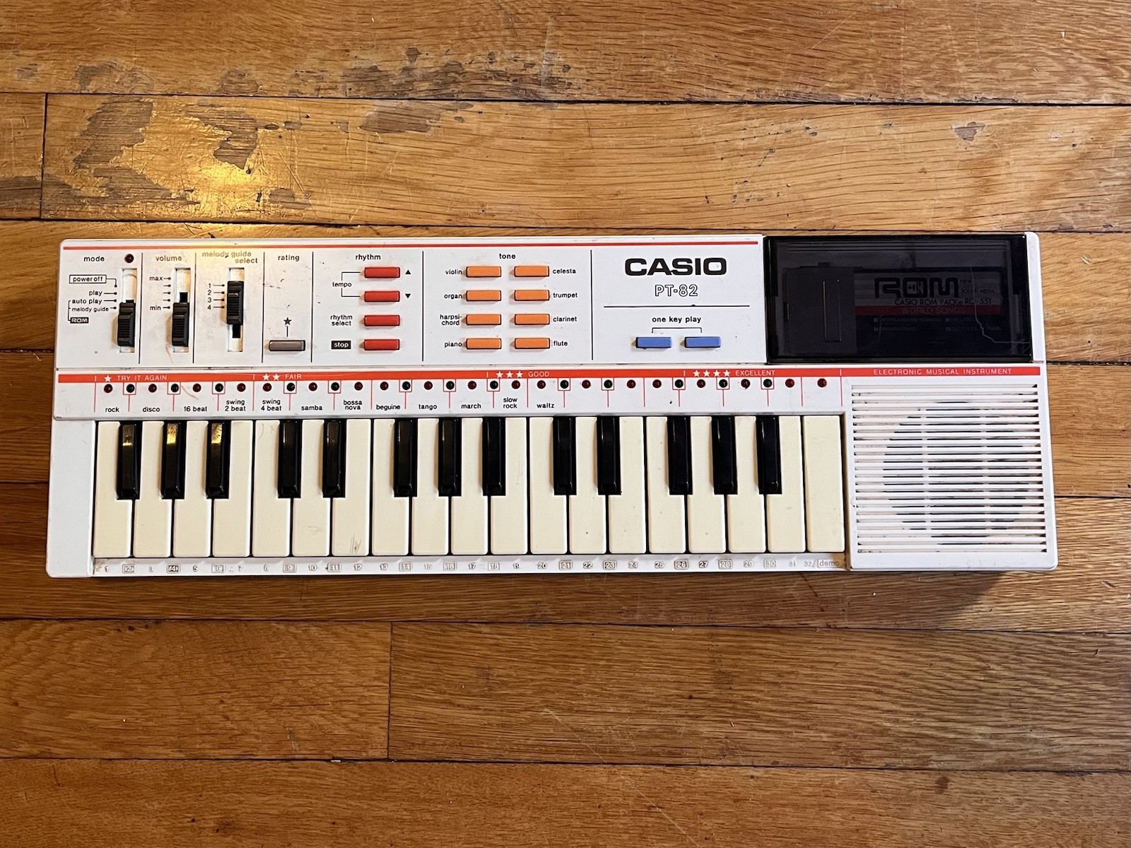 Casio PT-82 Electronic Keyboard with ROM Pack RO-551 World Songs PARTS REPAIR